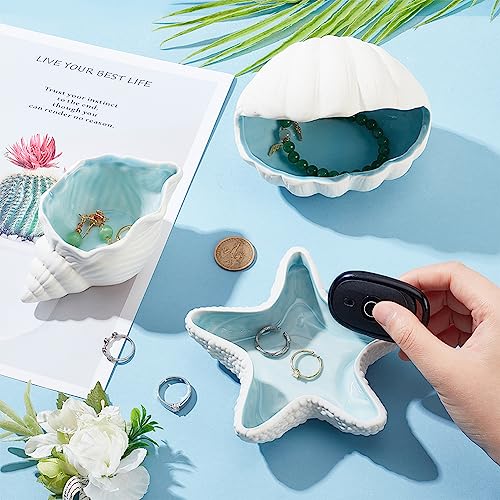 Aqua Ceramic Conch Jewelry Tray for Rings, Earrings & Trinkets