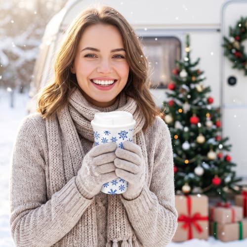 72-Piece Christmas Snowflakes Plastic Tumbler Gift Set - 16oz Bulk Holiday Drinkware