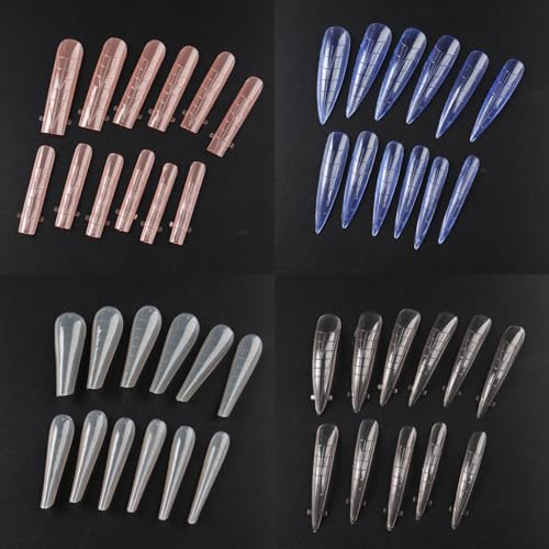 Dual Forms Gel Nail Extension Mold Set, 12 Grids Colorful Quick Building Tips