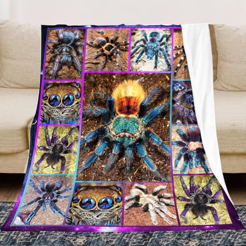 Cool Spider Throw Blanket - Soft Flannel Halloween Decor 60"x50" for Teens