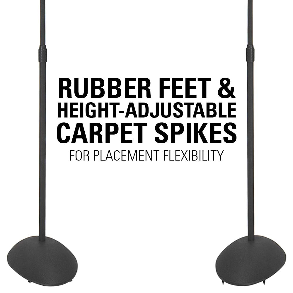SANUS Height Adjustable Speaker Stands for Home Theater - Durable Design w/Tear Drop Base Fits Speakers up to 4lbs - 13" of Tool-Free Height Adjustment - Easy DIY Assembly