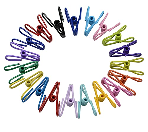 YIKANGHENG 20 Pcs 2-Inch Colorful Metal Chip Clips - Waterproof, Rustproof Bag & Clothes Pins