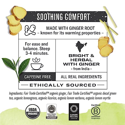 Numi Organic Ginger Lemon Decaf Green Tea - 100 Biodegradable Tea Bags