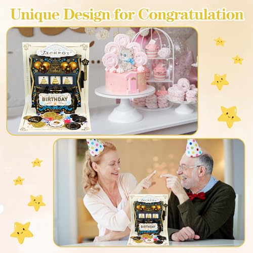 D4DREAM 3D Happy Birthday Pop Up Card - Casino Jackpot Design