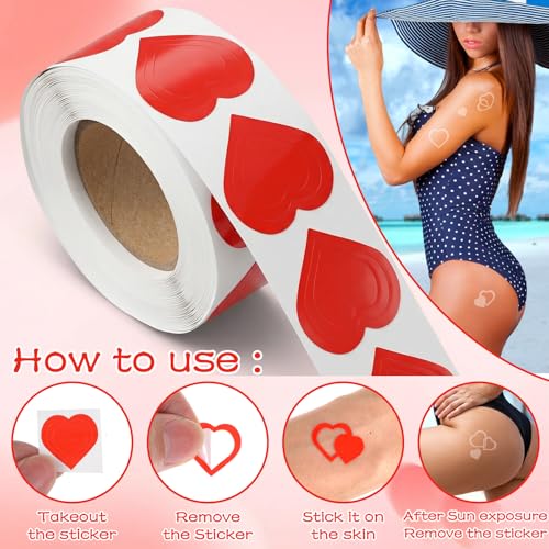 Ouligay 500 PCS Heart Tanning Bed Stickers Self-Adhesive Body Art Decals