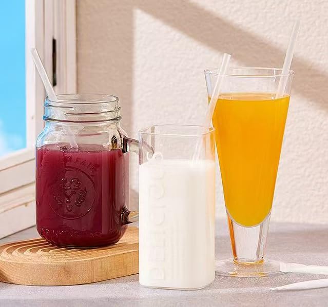 100 Individually Wrapped Clear Plastic Straws - BPA-Free Disposable Drinking Straws, 8.26" Long
