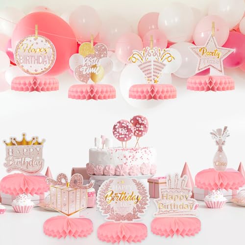 9PCS Pink Rose Gold Honeycomb Table Centerpieces for Birthday