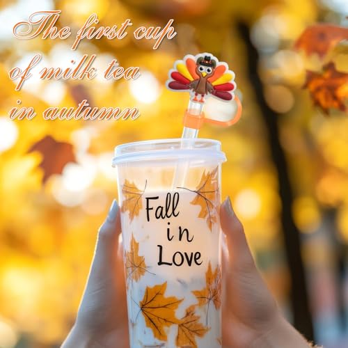 Thanksgiving Turkey Straw Covers - 4 Pack Silicone Caps for Stanley 30 & 40 Oz