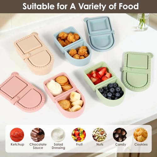 HORNORM 4-Pack Reusable Silicone Snack Containers, 8.5 oz Leakproof Dividers