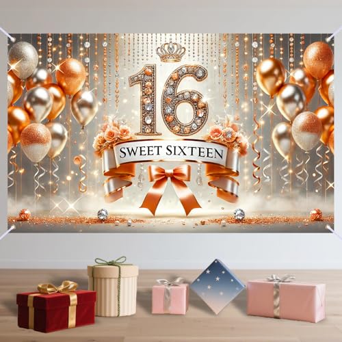 Nuxovilar 16th Birthday Sparkle Banner - 71x43 Inch Polyester Decor