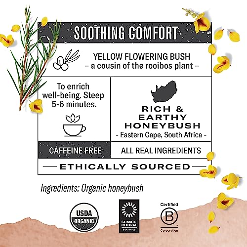 Numi Organic Honeybush Tea - 54 Caffeine-Free Herbal Tea Bags, 4.5 oz - Wild-Harvested & Organic