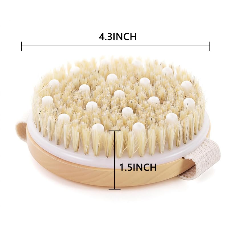 Exfoliating Dry Body Brush with Bamboo Handle & Massage Nodes