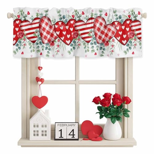 Valentine's Day Heart Valance Curtain 54x18 Inch for Windows