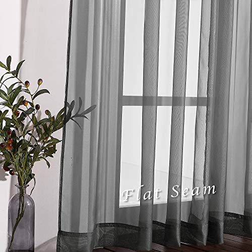 NICETOWN Dark Grey Sheer Curtains 54"W x 84"L - 2 Panel Grommet Drapes