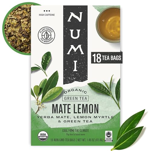 Numi Organic Maté Lemon Tea - 18 High-Caffeine Green Tea Bags