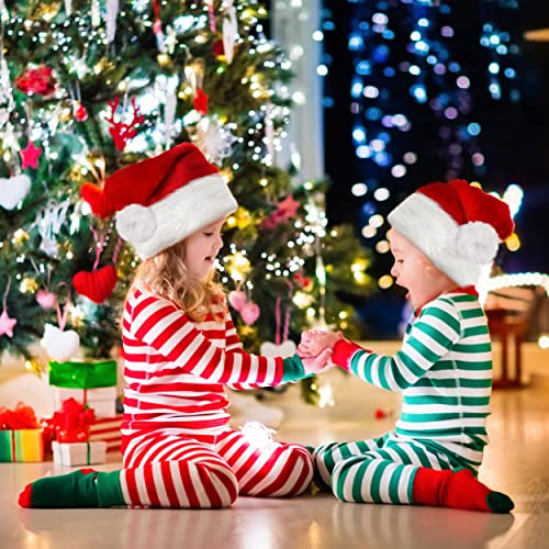 Red Plush Santa Hat for Kids - 2/4/10 Pack Holiday Christmas Hats for Children & Toddlers