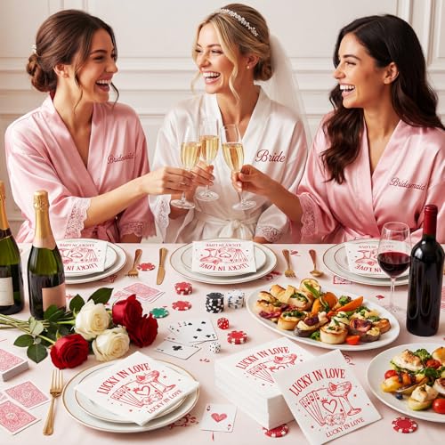 Lucky in Love Bachelorette Party Napkins - 100 Pcs Beach Wedding Decor