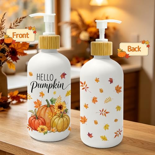 Hexagram Pumpkin Glass Soap Dispenser - Fall Bathroom & Kitchen Decor