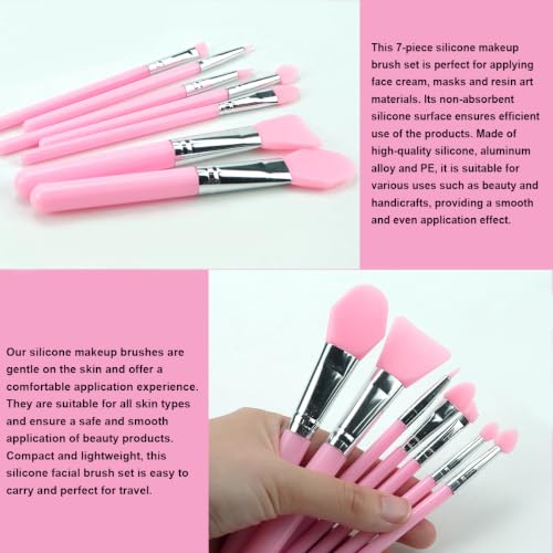 7-Piece Silicone Brush Applicator Set for Face Masks and Resin Crafting