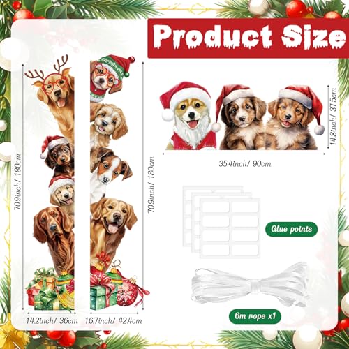 Christmas Dog Door Banner Set - Holiday Porch Decorations, 72.8 x 35.4 in, 3 Pieces