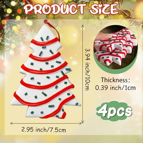 4pcs Christmas Tree Cake Ornaments Handmade Polymer Clay Dessert Decorations