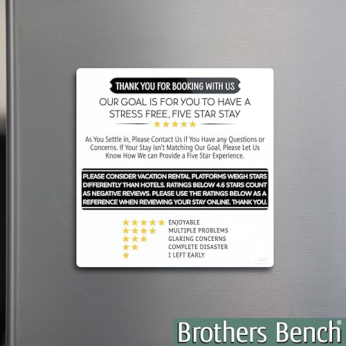 White Airbnb Review Fridge Magnet - 5.5 x 5.5 Inches with Stickers, Hosts & Guests