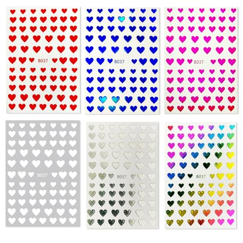 TailaiMei Heart Nail Stickers Colorful Glitter Self-Adhesive Nail Decals