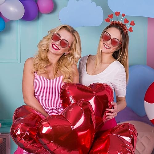 Red Heart Headband and Heart Sunglasses Set for Valentine Party