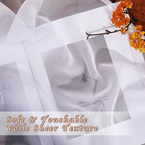 NICETOWN White Sheer Curtains 54"W x 135"L (Pack of 2) - Long Grommet Window Treatments