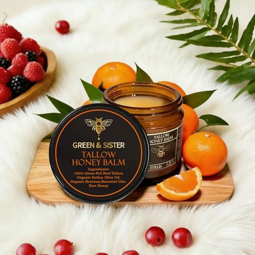 Grass-Fed Beef Tallow Balm with Raw Honey - Citrus Moisturizer for Face & Body