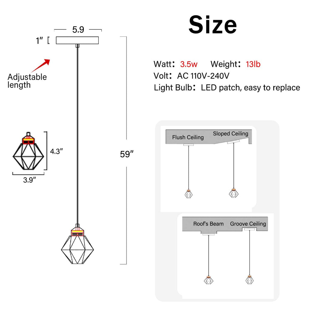 Crystal Pendant Light for Kitchen Island,Black Chandelier Lights Fixture, Hanging Lighting Ceiling Light Fixture Modern Adjustable Pendant Lighting for Dining Room Bedroom
