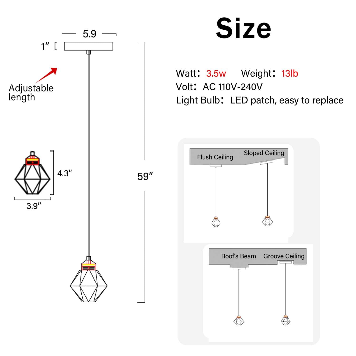 Crystal Pendant Light for Kitchen Island,Black Chandelier Lights Fixture, Hanging Lighting Ceiling Light Fixture Modern Adjustable Pendant Lighting for Dining Room Bedroom