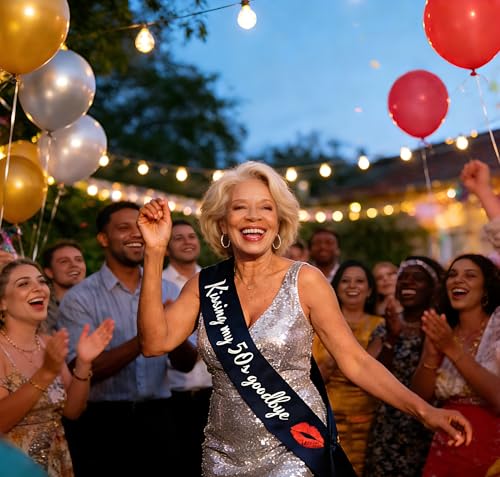 Kissing My 50s Goodbye Birthday Sash for 60th Celebration