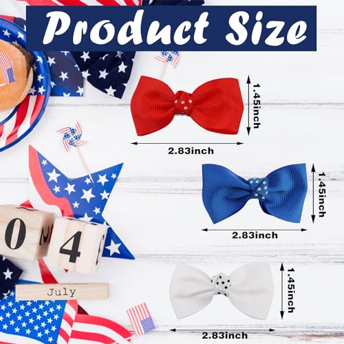 American Flag Hair Bow Clips - Patriotic 4th of July Hair Accessories