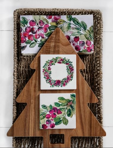 IHR Cocktail Napkins 3-Ply, Cranberry Wreath, 20-Count