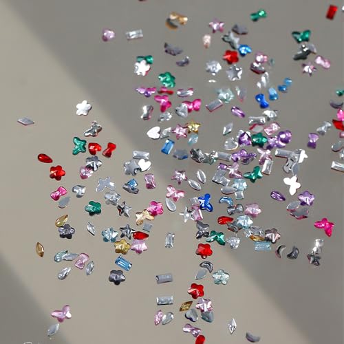1440Pcs 3D Flat Back Nail Charms Resin Rhinestones Butterfly Star Flower