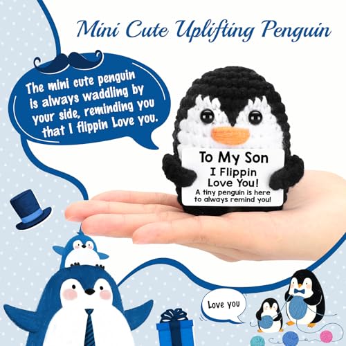 Handmade Crochet Mini Penguin Gift for Son from Mom & Dad