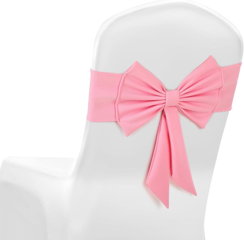 Skiennix Spandex Chair Sashes - 10 Pcs Elastic Chair Bows for Weddings & Events | Pink