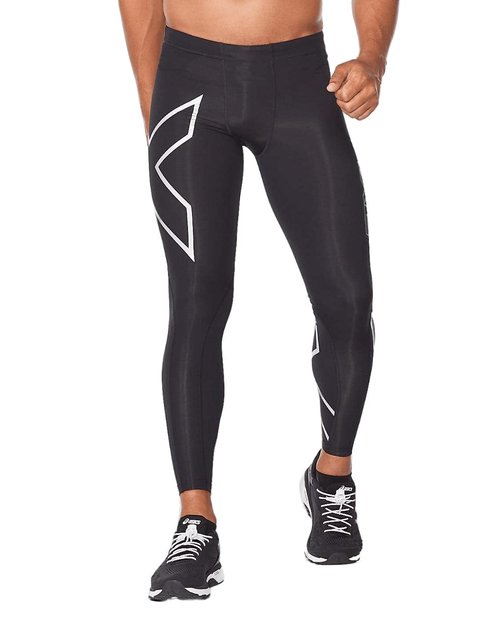 2XU Men's Core Compression Tights, Black/Silver, X-Large