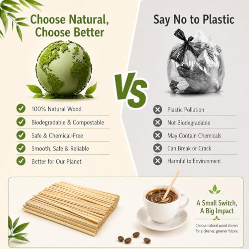 Lagincig 1000PCS Bamboo Coffee Stir Sticks - 5.5" Eco-Friendly Mixers