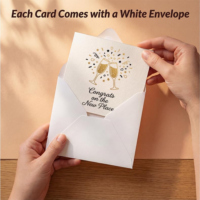 Elegant Champagne Toast New Home Card - 5.1" Square Greeting