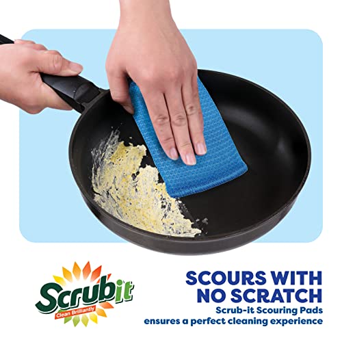 SCRUBIT Non-Scratch Multi-Purpose Scouring Pads - 6 Pack in Blue, Red, Green
