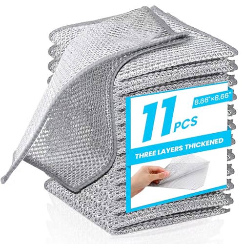 Vivecy 11-Piece Non-Scratch Wire Dishcloth Set - 3-Layer 8.66” Rags