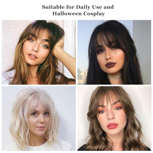 DILUSILK Remy Human Hair Clip-In Wispy Bangs with Side Temples Brown
