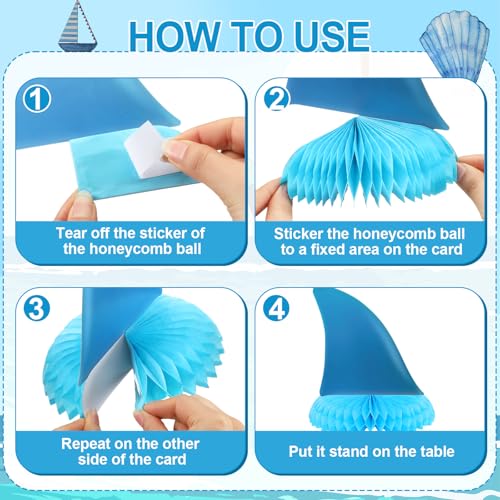 12 Pcs Shark Birthday Party Decoration Favors Fin Honeycomb