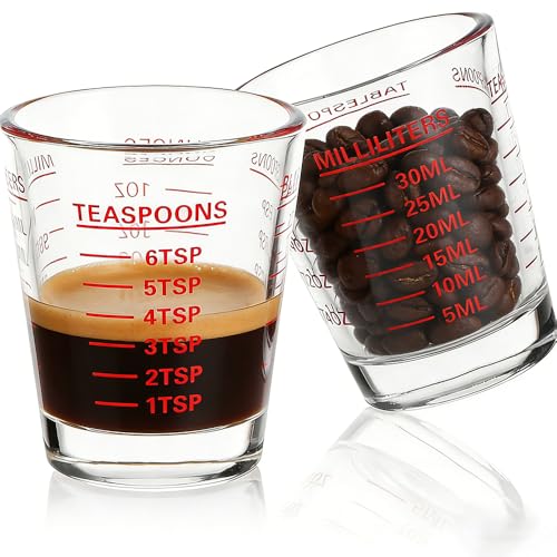 JUXINGDAZYF 2 Pack Red Measuring Shot Glasses for Espresso & Liquids
