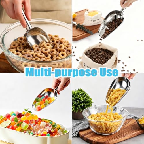 12oz Stainless Steel Ice Scoop - Rust-Resistant Multi-Purpose Scooper for Food & Ice