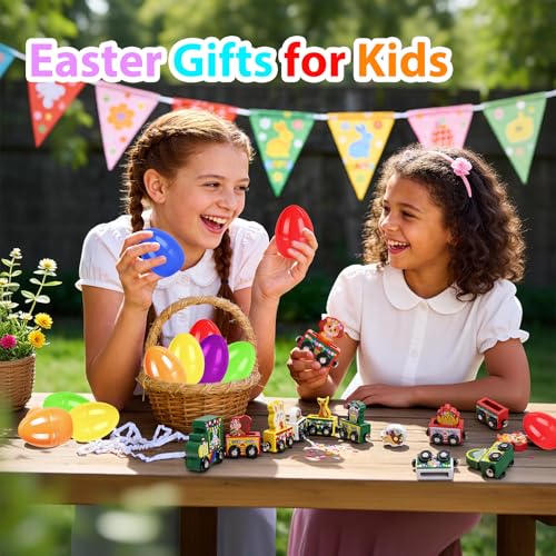 Magnetic Wooden Easter Train Toy for Toddlers - Green Animal & Egg Design
