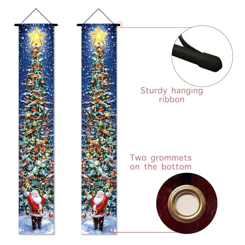 Nuxovilar Christmas Tree & Santa Porch Banners, 71x12in
