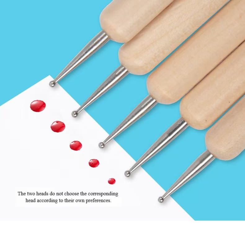 TayloHil 5-Piece Nail Art Dotting Pen Set - Double-Ended Wooden Tools
